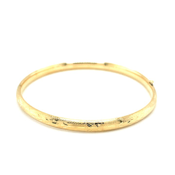 10k Yellow Gold Botanical Pattern Florentine Bangle